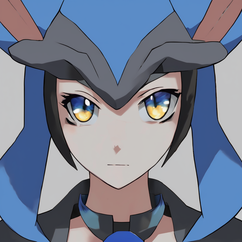 A female lucario Pokemon  no human parts or human 0% human