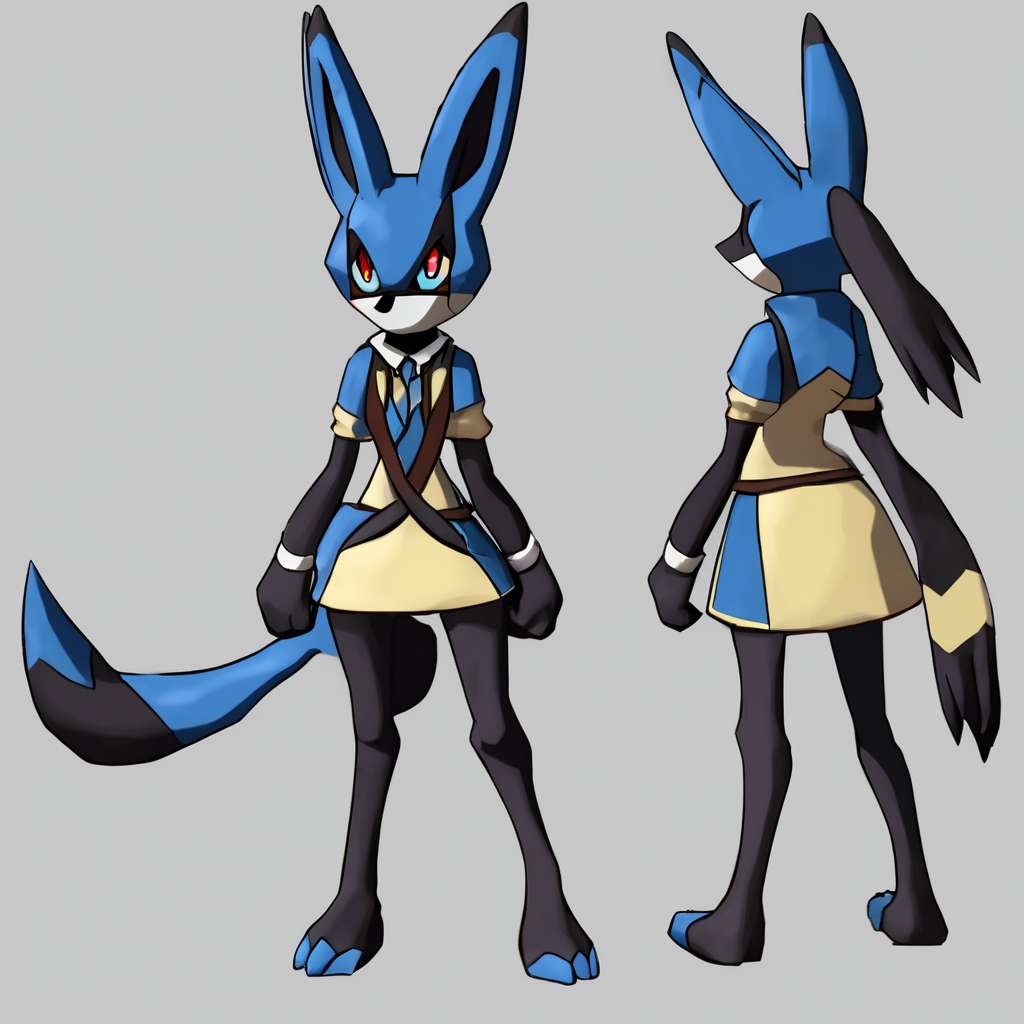 A female lucario Pokemon  no human parts or human 0% human