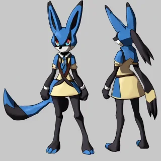 A female lucario Pokemon  no human parts or human 0% human