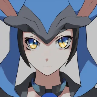A female lucario Pokemon  no human parts or human 0% human