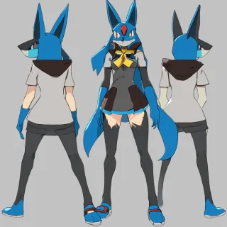 A female lucario Pokemon  no human parts or human 0% human